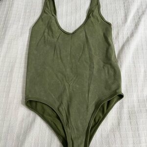 Free People Kids Olive Green Scoop One-Piece